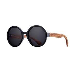 Blue Planet Donna oversized sunglasses - Onyx / Walnut Wood/ Smoke Polarized